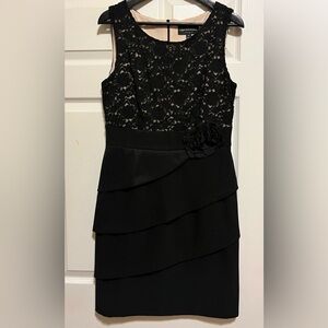 Black top lace fitted dress
